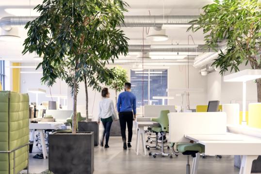 Office, with furniture and people walking
