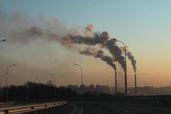 factory blowing smoke